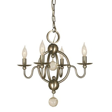 4-Light Antique Brass Quatrefoil Mini Chandelier